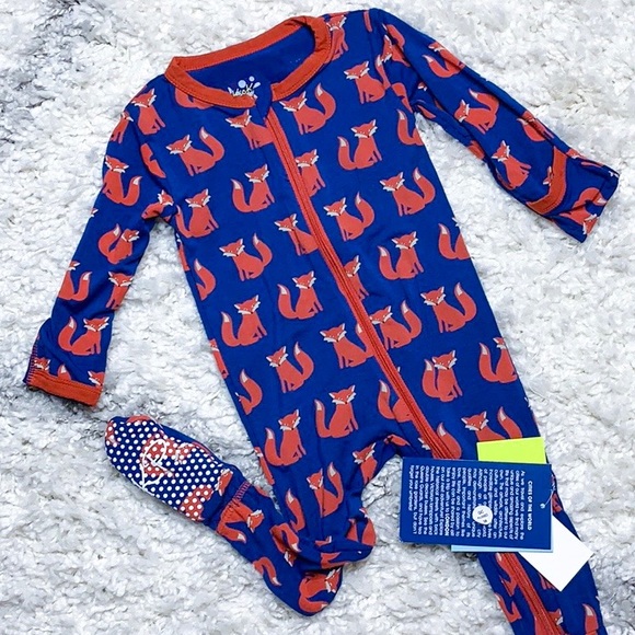 Kickee Pants Other - NWT Kickee Pants Navy Fox Footie 6-9m Fox Zipper